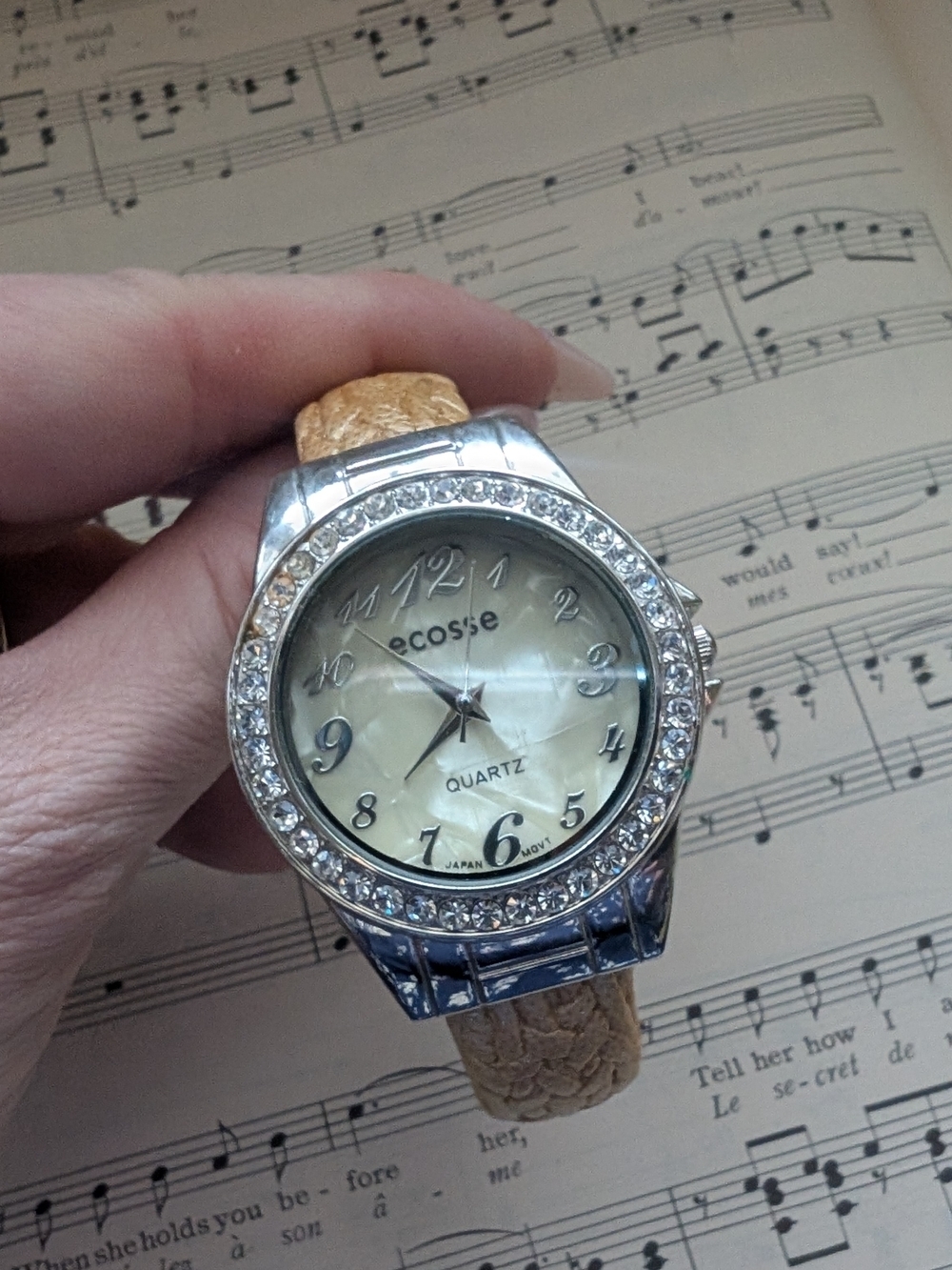 Ecosse Crystal-Trim Quartz Watch in Beige